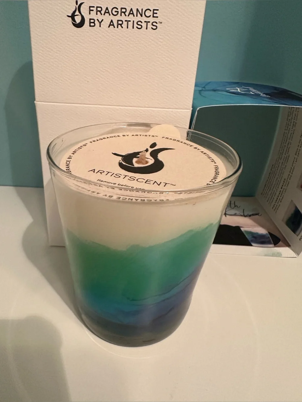 BNIB Bespoke Artistscent Luxury Art Soy Candle Polynesian Waves Reusable Glass